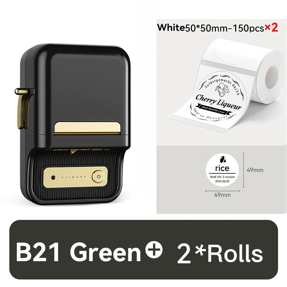 B21 Mini Thermal Label Printer, Bluetooth Wireless Barcode Label Maker, Portable Inkless Sticker Printer for Business & Office