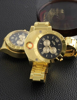 Watch Inflatable Lighter Fashion Metal Gas Windproof Portable Open Flame Lighter Smoking Cool Personality Gift