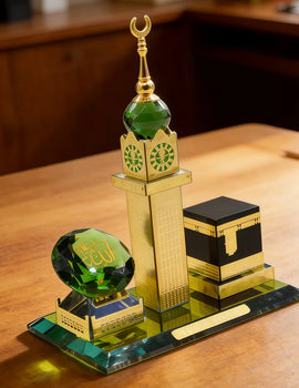 Muslim Kaaba Clock Tower Model Muslim Building Model Islamic Architecture Handicrafts Souvenirs for Home Desktop Car Decor