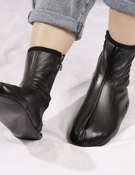 Socks Winter Warm PU Faux Leather Slipper Socks Fleece Lined Thermal Indoor Outdoor Home Non Slip Middle Tube Socks