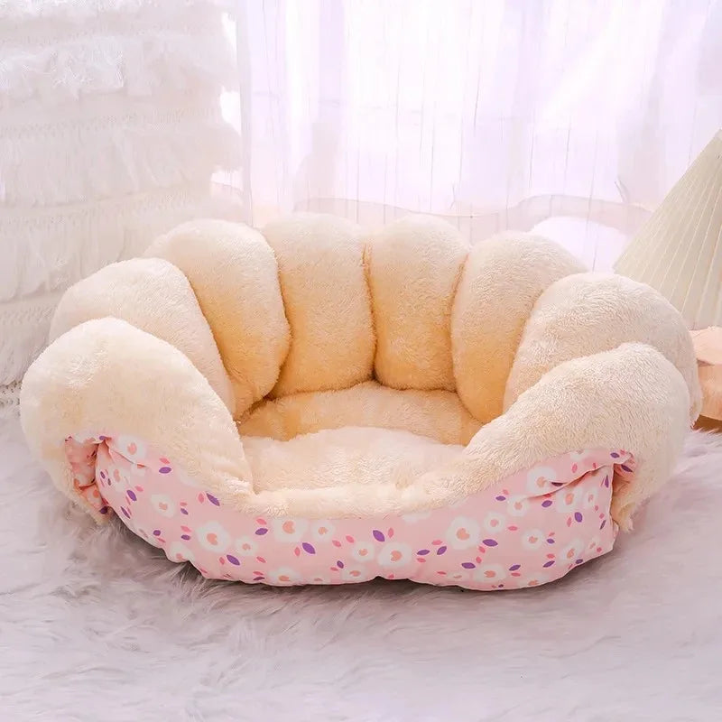 Cartoon Plush Winter Pet Bed for Cats and Small Dogs