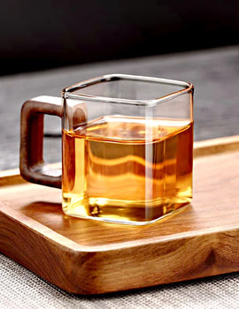 Small Capacity Fresh Ground Coffee Glass Coffee Mug With Walnut Wooden Handle Home Breakfast Milk Tea Cups and Mugs Drinkware