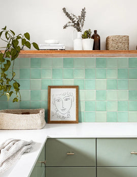 3D Peel and Stick Green Tile Kitchen Splash Back Tile Sticker 3D Wall Sticker Self-adhesive Wall Panel Waterproof