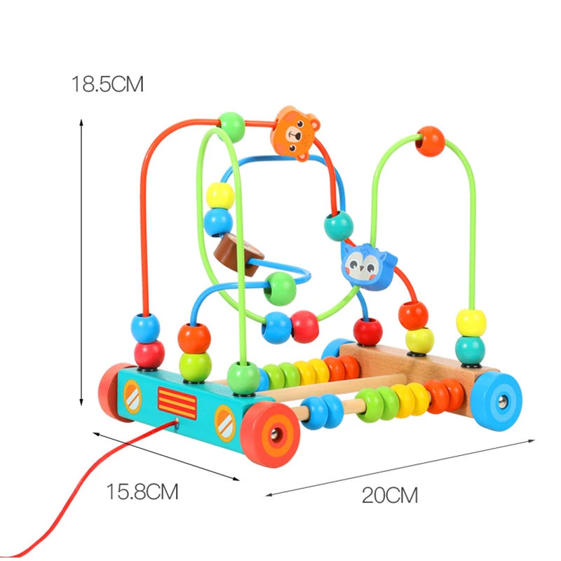Montessori Toys Wooden Roller Coaster Bead Maze Abacus Math Toys Early Educational Toys for 1-3 Years