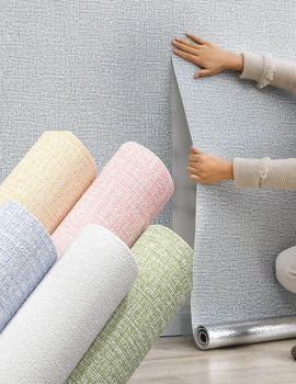 50cmX2.8/5/10m Linen Solid Color 3D Thickened Waterproof Foam Self-adhesive Background Wall Renovation Wallpaper Wall Stickers