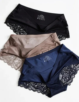 Lace Women's Panties Soft Silk Underwear Seamless XXXL Large Size Intimate Lingerie Low Rise Plus Size Brief