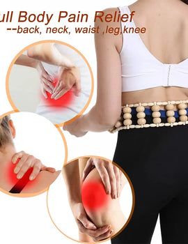 1 PC Wood Massage Roller, Wooden Therapy Cellulite Massage Tools, Wood Manual Back Massager Roller Rope for Leg Back Pain Relief