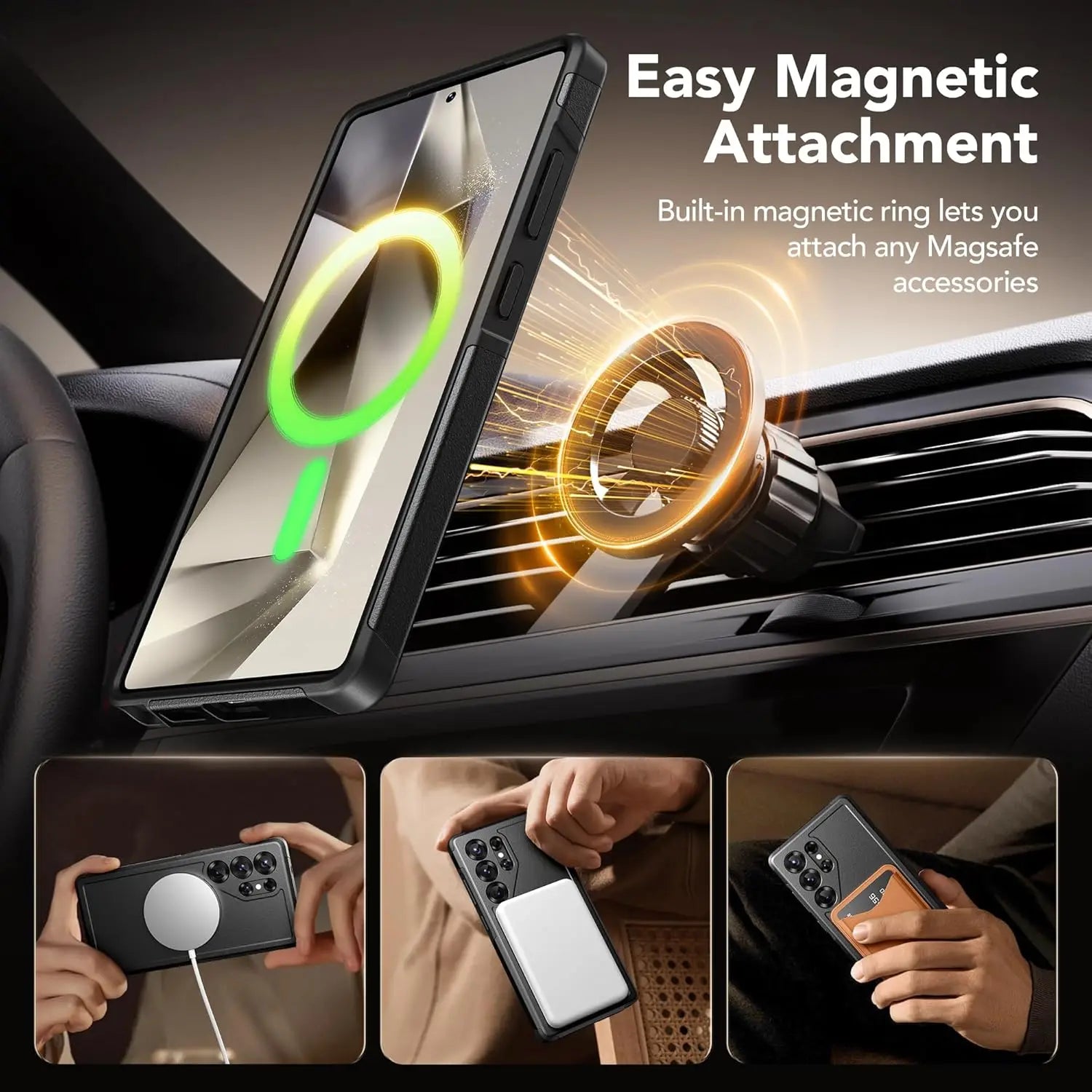 For Samsung Galaxy S25 Ultra Case with Strong MagSafe Durable Shockproof Phone Case Includes Privacy Screen Protector