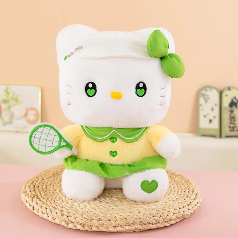 Cute Cat Character Tennis Theme Plush Stuffed Doll Toy