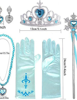 Girl Elsa Cosplay Accessories Princess Snow Queen Dress Up Jewelry Wand Crown Necklace Earclips Photography Role Play Props