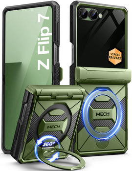 Magsafe Stand for Z Flip 7 Case with Privacy Screen Protector Full Coverage Hinge Protection Shockproof Slim Phone Case