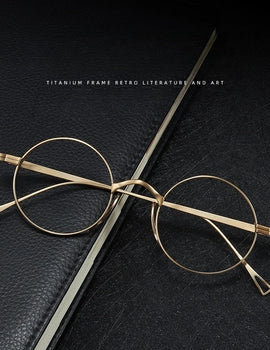 Ultra-Light Pure Titanium Wide-Rim Retro Round Eyewear Frame Myopia Prescription Eyeglasses Frame Men And Women 10518