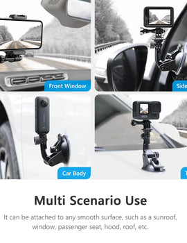 for Gopro Hero 11 10 9 Car Glass Suction Cup Holder with Adapter Screw for Smartphones for Insta360 X3 One X2 Accessories