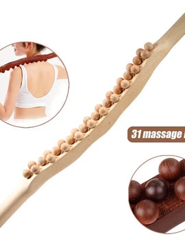 Guasha Wood Stick Tool Wood Therapy Massage Tool for Body Shaping,31 Beads Back Massage Roller Stick,Lymphatic Drainage Massager