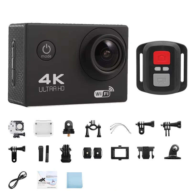 4K WiFi Action Camera with 2 Inch Display and 30M Waterproof Housing