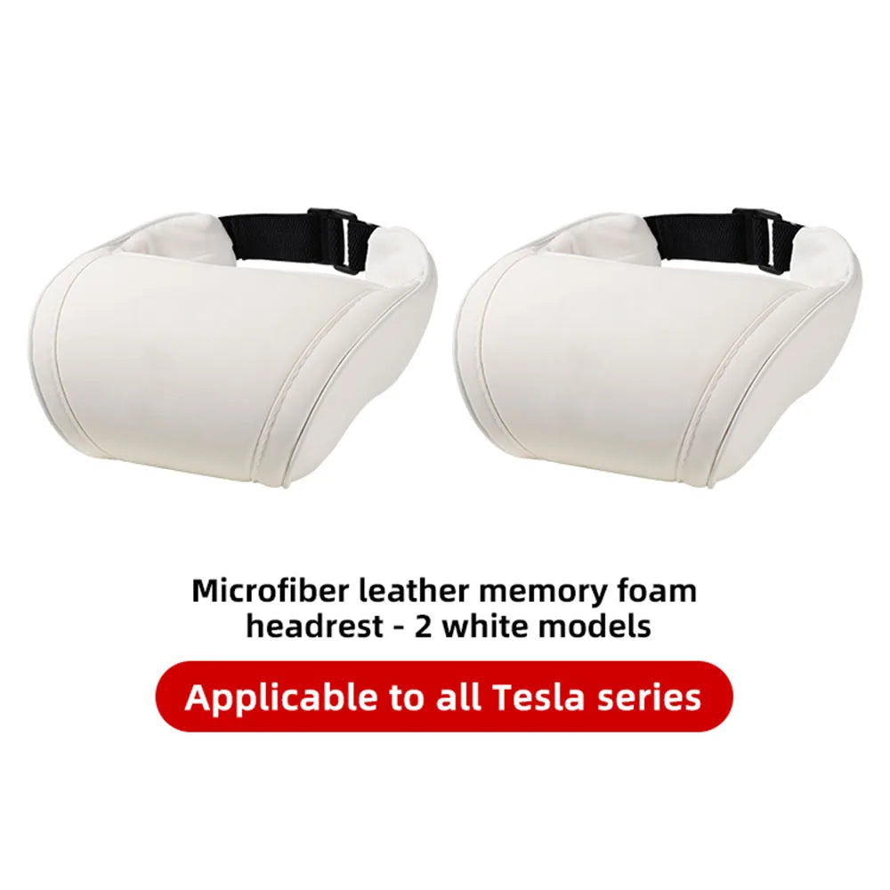 Memory Foam Car Neck Pillow for Tesla Model 3 Y X S PU Leather Headrest Support