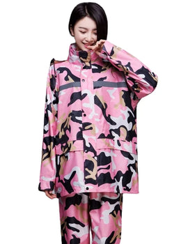 Pink Camouflage Raincoat Rain Pants Suit Men and Women Anti-Rainstorm Full Body Riding Electric Car Adult Split Raincoat Suit