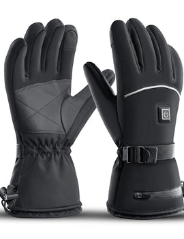 Winter Outdoor Heating Ski Riding Gloves Black Waterproof With Battery Warm Electric Heating Temperature Control Cycling Gloves