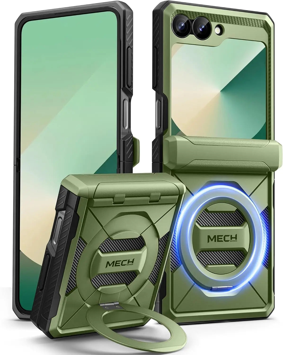 Stand for Z Flip 6 Case with Ring Kickstand Hinge Protection Screen Protector Full Body Protection Magsafe Phone Case