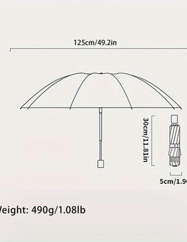 Triple fold folding umbrella, windproof reinforced thick business umbrella for both men and women, dual-use umbrella for rainy a