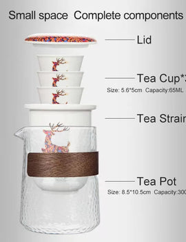 Travel Portable Porcelain Tea Set With Bag Chinese Ceramics Puer Teapot Portable Outdoor Flower Tea Strainer Drinking Set