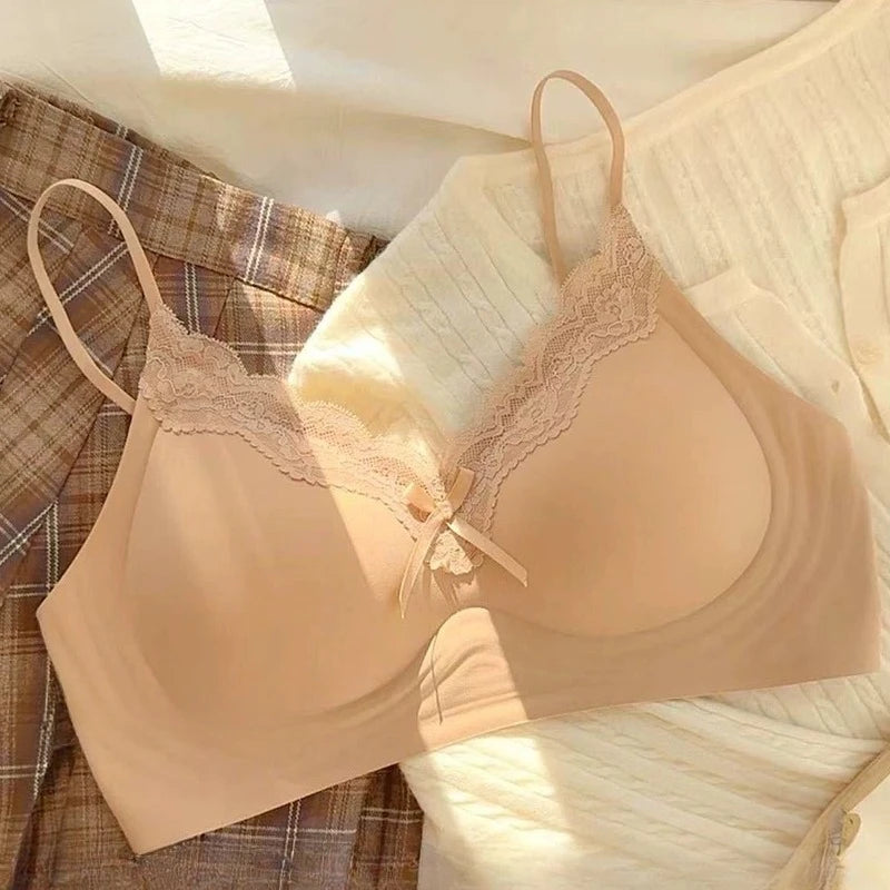 Womens Lace Wireless Push Up Bra