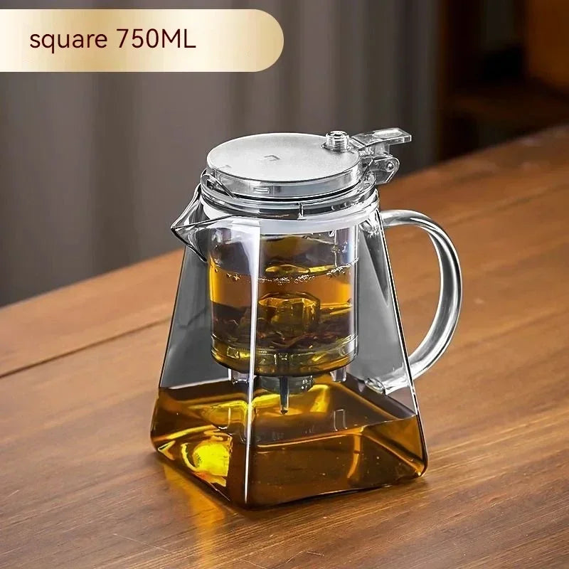 High Borosilicate Glass Tea Pot with One Touch Tea Separation Filter 1000ml