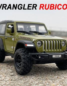 1:32 Wrangler Rubicon Diecast Off-road Vehicle Alloy Model Toys Car Doors Opened with Sound Light Pull Back Police Cars Gift