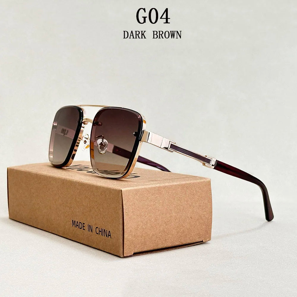 Square Alloy Frame Sunglasses With UV400 Protection