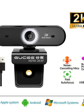 2K UHD Webcam 60fps 10X Zoom USB Web Cam for Pc Autofocus for Streaming Video Calling Conference Digital Camera Computer