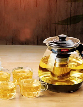 Large Capacity Clear Borosilica Glass Teapot With Stainless Steel Infuser Puer Kettle Heated Container Coffee Tea Pot Maker