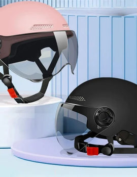 Bicycle Helmet Men's and Women's Adult Cartoon Electric Bicycle Motorcycle Half Helmet with Goggles