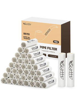 Pipe Filters 9mm Activated Carbon Tobacco Pipe Filter with Dual Ceramic Cap 100 pcs Filter Core for Pipe