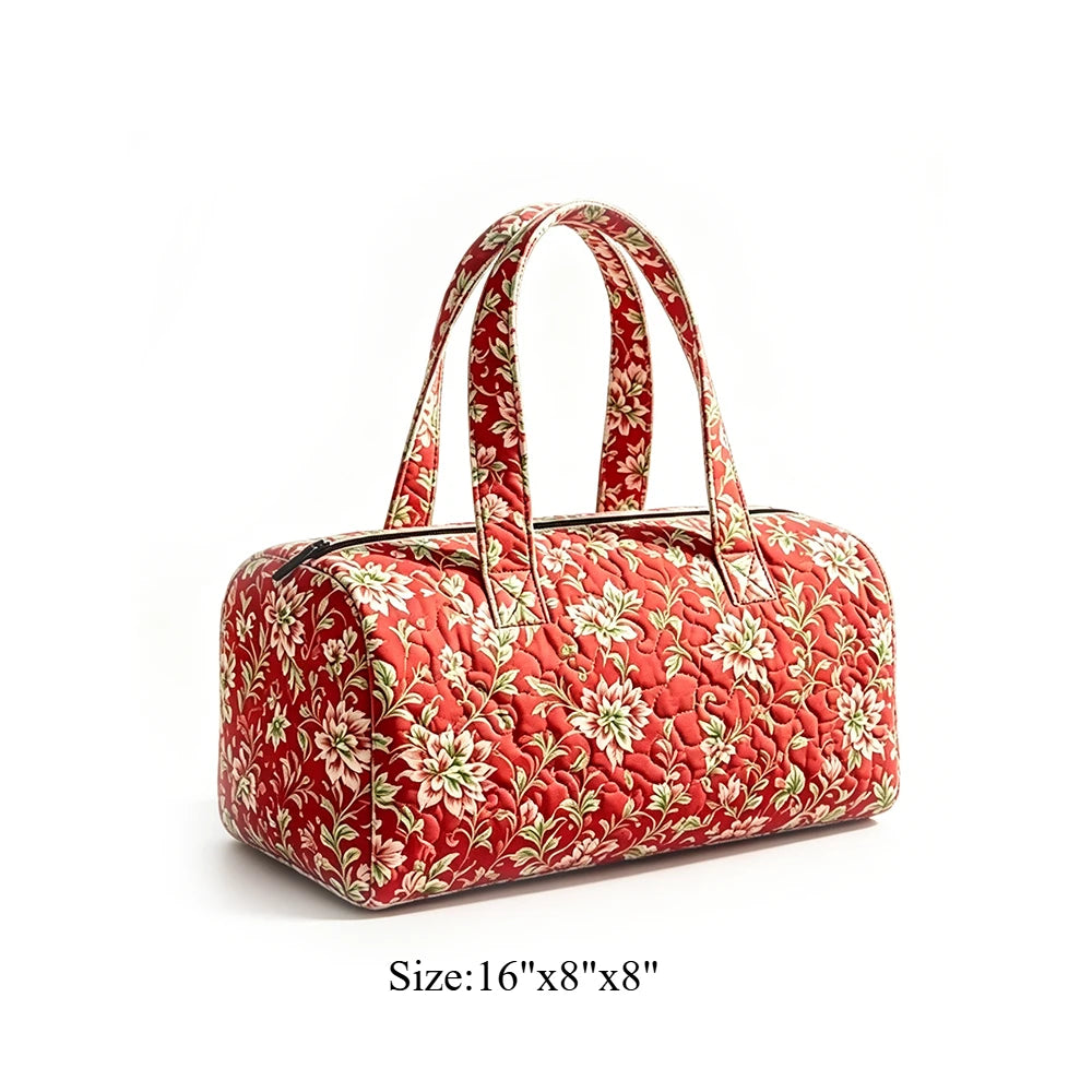 Cat Cow Print Quilted Duffel Bag for Unisex Travel Overnight Carry On Luggage Tote for Gym, Vacation, Sleepover, Book Lover Gift