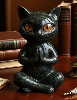 Yoga Cat Statue Meditation Cat Figurine Zen Yoga Cat Figurine for Home Decor Resin Statue for Bedroom Room Office Modern