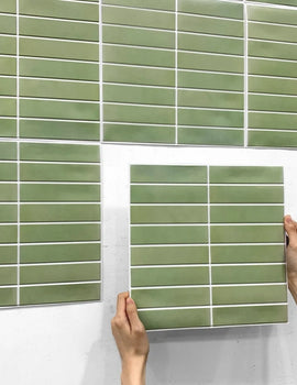 3D Peel and Stick Wall Green Tile 3D Tile Sticker for Bathroom Wall Kitchen Tile Backsplash Self Adhesive Wall Panel Waterproof