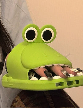 Cute 3D Dinosaur Slipper Halloween Phone Case Silver For iPhone 15 14 13 Pro Max Funny Animal Shockproof Camera Protection