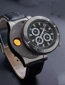 Watch Inflatable Lighter Fashion Metal Gas Windproof Portable Open Flame Lighter Smoking Cool Personality Gift