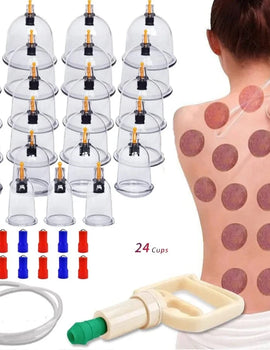 12/24 Cans Cups Chinese Vacuum Cupping Kit Pull Out Vacuum Apparatus Therapy Relax Massager Curve Suction Pumps