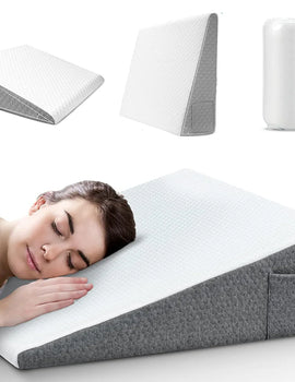 Bed Wedge Pillow for Sleeping, Soft Memory Foam Top, Triangle Pillow Wedge, Body Positioners for Leg Elevation, Snoring Relief