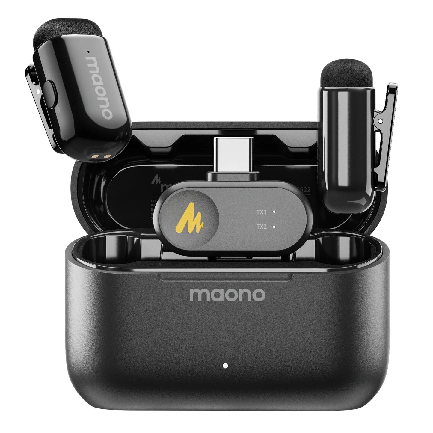 Wireless Lavalier Microphone with AI Noise Cancellation and App Control