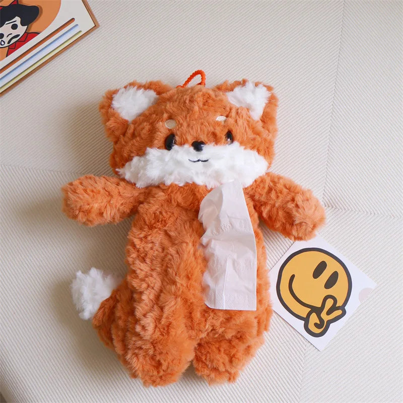 Cute Highland Cow Fox Plush Backpack Soft Shoulder Bag