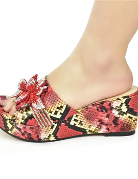 High Heels Women Ladies PU Wedges Shoes Ladies Shoes and Sandals Fashion Platform Leopard Pattern Rhinestone Woman Pumps