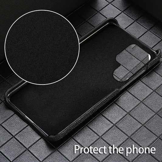 Luxury Genuine Stingray Leather Case for Samsung Galaxy S26 / S26 Ultra / S25 / S25 Plus / S24 / S23 5G – Magnetic Anti-Scratch Back Cover