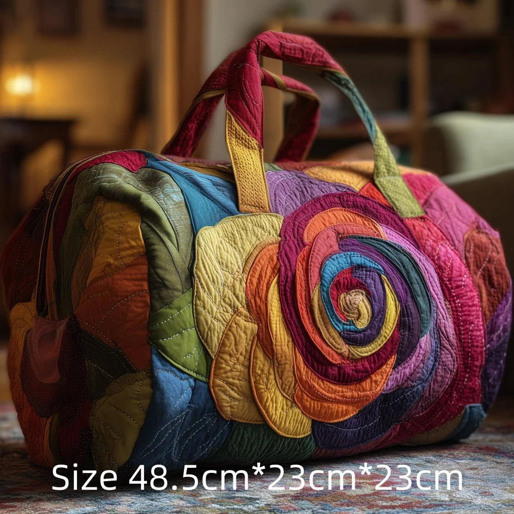 Fashion 3D Printed Quilted Travel Bag for Women Floral Tote Weekender Large Flower Pattern Carry On Handbag Vacation Bags