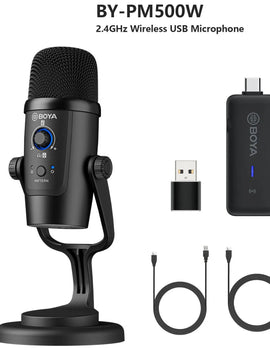 BY-PM500W Desktop Wireless USB Microphone for PC Smartphone Android iPhone Mac Windows Youtube Recording Streaming Gaming
