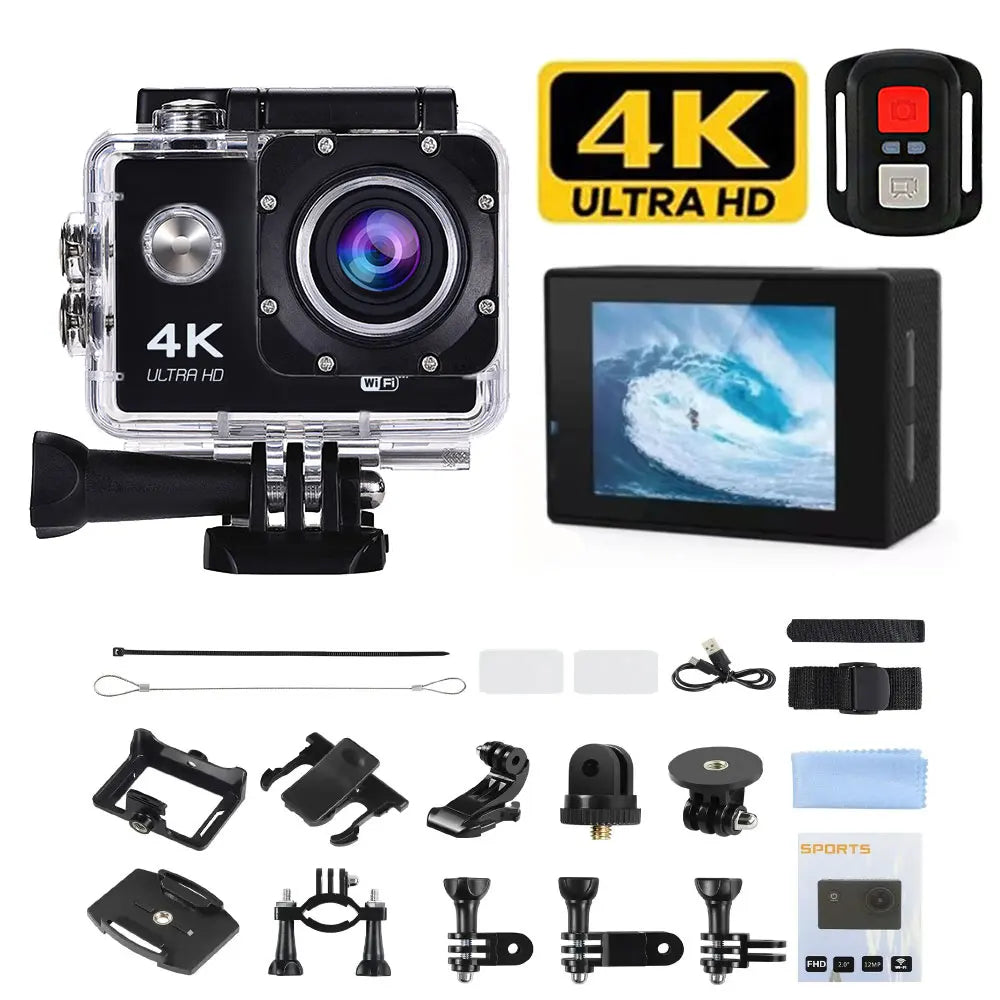 4K WiFi Sports Action Camera Waterproof Helmet Cam with Remote Control