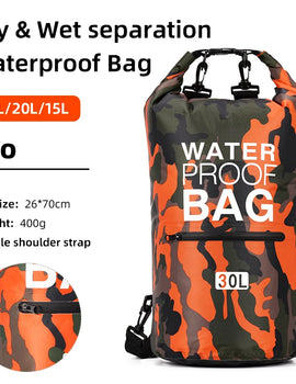 30L 15L Waterproof Dry Bags With Wet Separation Pocket Backpack For Kayaking Boating Swimming Outdoor Sports Bag XAZ9