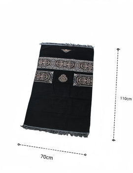 Lightweight Prayer Rug and Prayer Beads with Elegant Cylinder Gift Box Soft Sajadah Islamic Gifts Set Portable Prayers Mat Black