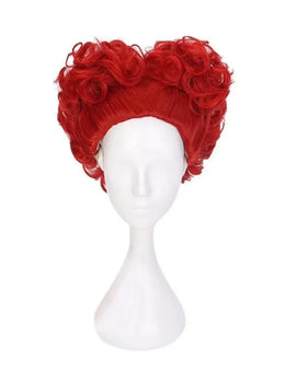 Anime Alice in Wonderland The Red Queen Red Short Curly Wig Cosplay Costume Heat Resistant Synthetic Hair Women Cosplay Wigs